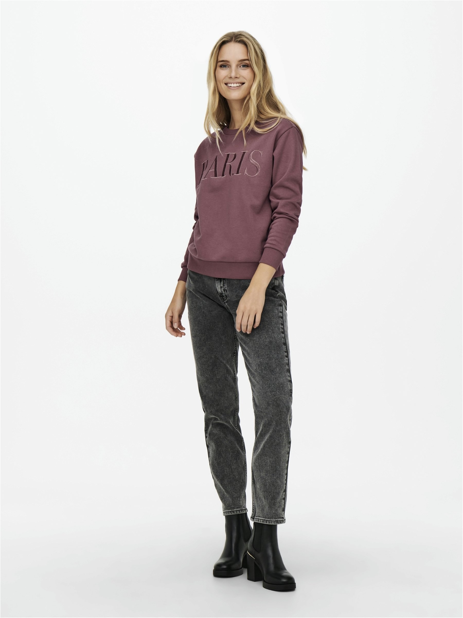 JDY JDYPARIS LS EMB JRS - Sweat-shirt - rose marron