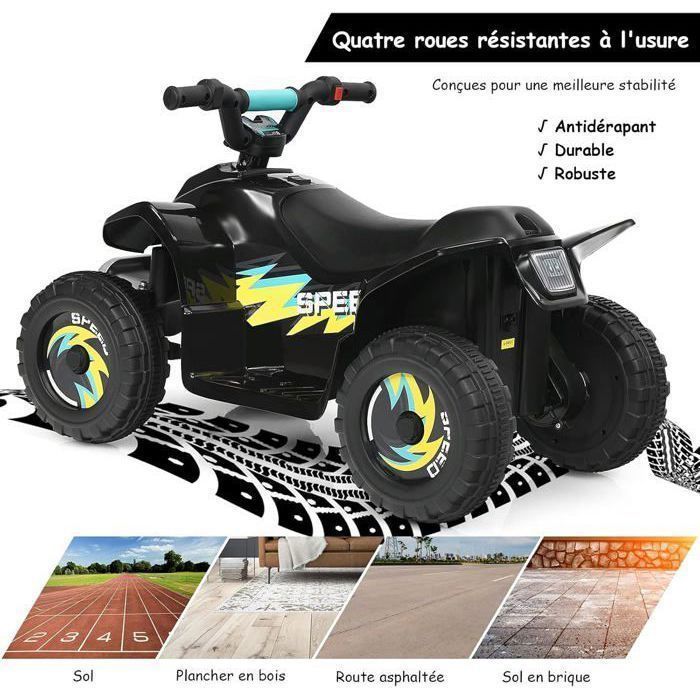 COSTWAY Elektrisches Quad für Kinder, 6 V, max. 4,5 km/h. Kinderfahrzeug ab 3 Jahren, Schwarz