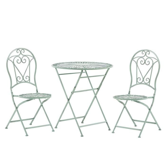 TRENTO bistro terrasset: tafel en 2 groene stoelen