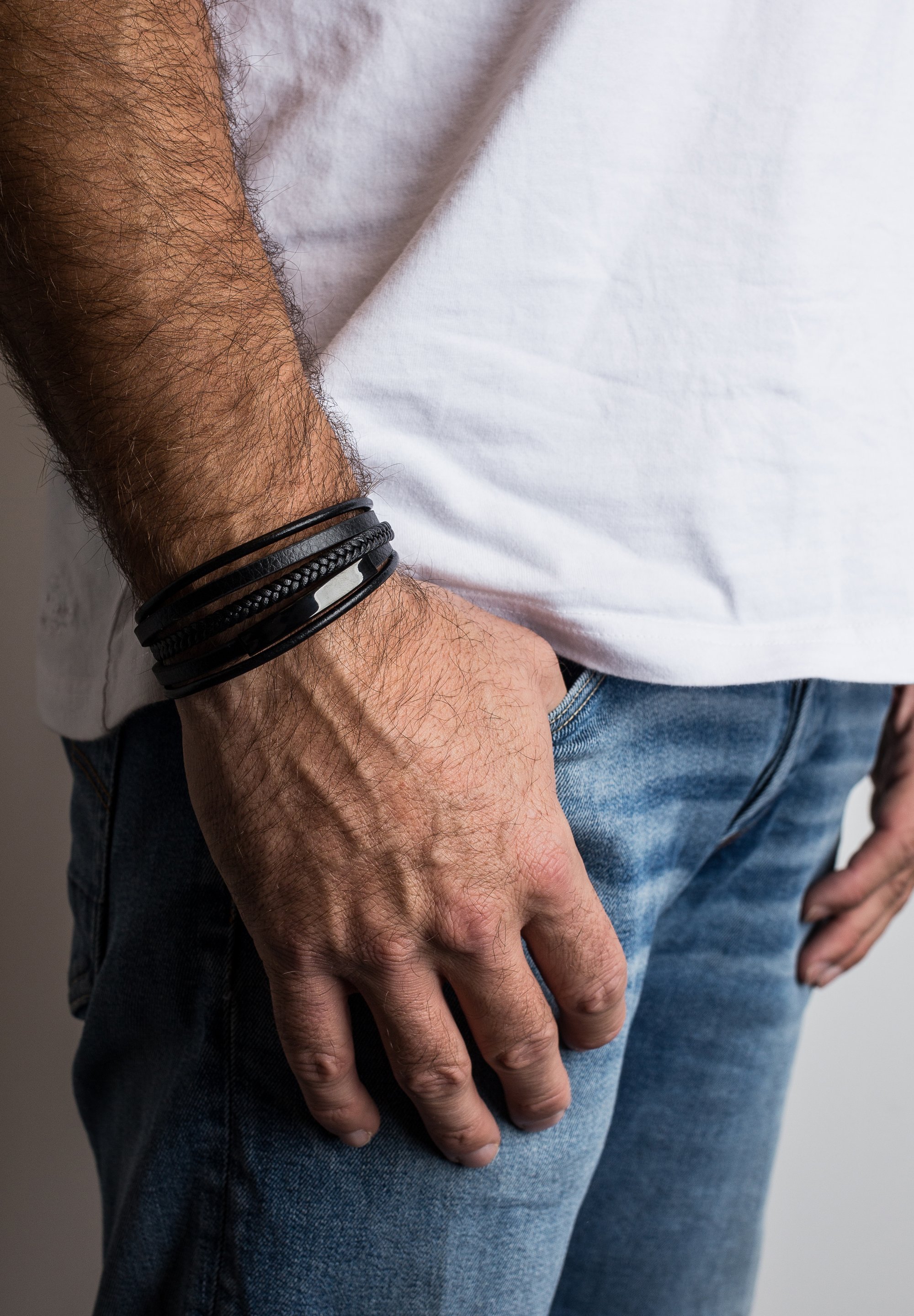 Akitsune KUNSTLEDER - Bracelet - schwarz