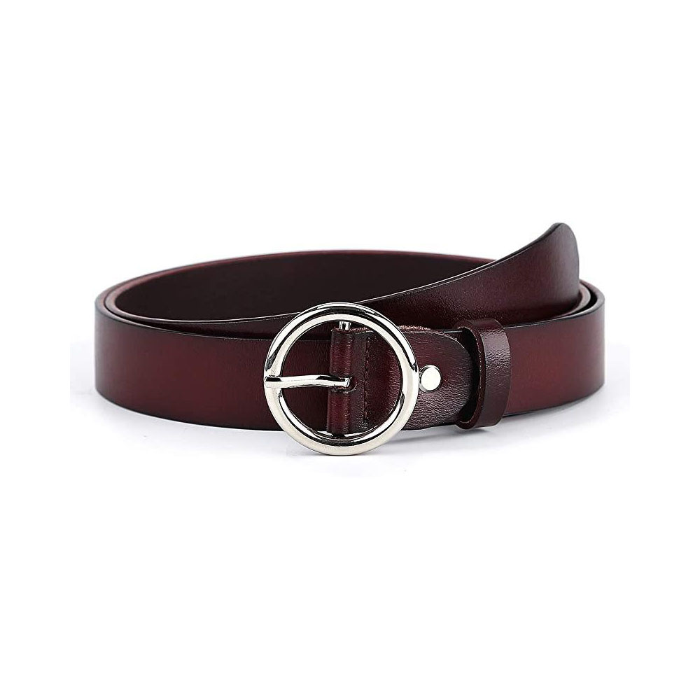 Ceinture décontractée en cuir pour femme, idéale pour les jeans, disponible jusqu'aux grandes tailles, noire et marron.