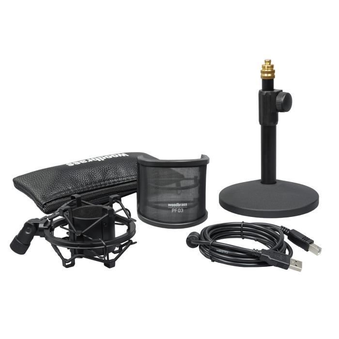 Microphone USB - WOODBRASS - Bird UM1 - Cardioïde - Enregistrement Home Studio - Streaming Youtube