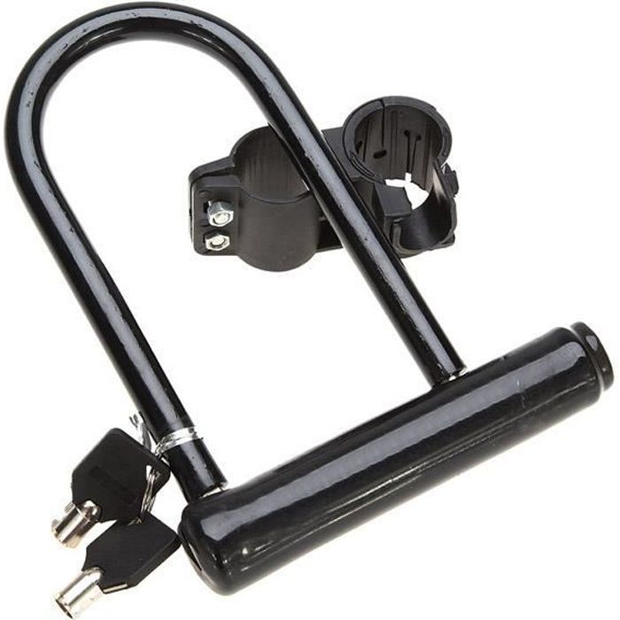 Candado de seguridad antirrobo tipo U para bicicleta y motocicleta con soporte de acero y candado negro para scooter.