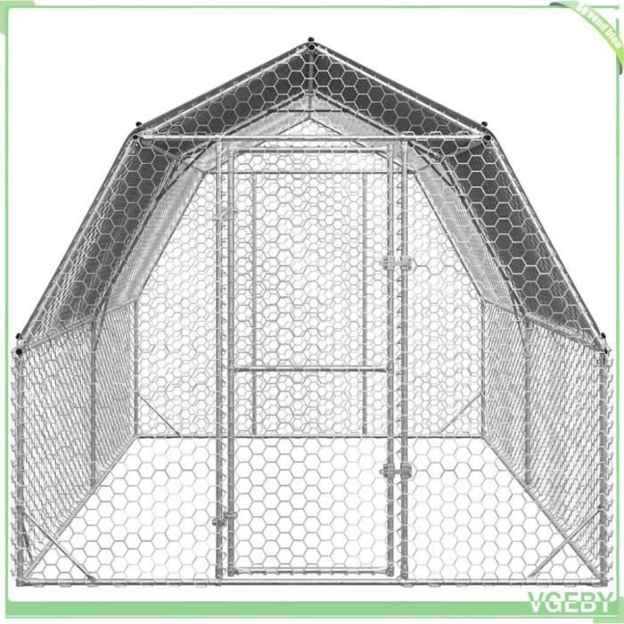 VGEBY Hühnerstall mit Dach 2,5 x 4 x 2,25 m, verzinkter Stahl - 7894202968618