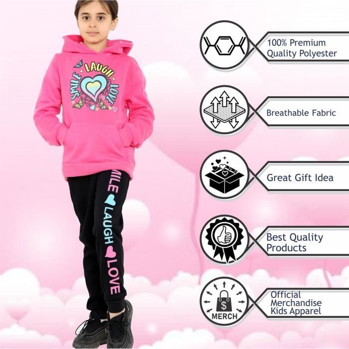 A2Z 4 Kids Smile Laugh Love Printed Tracksuit Sportswear Set for Girls 5-13