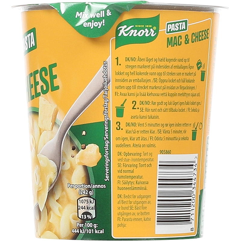 Vasito de pasta Knorr 60 g Macarrones con queso Knorr