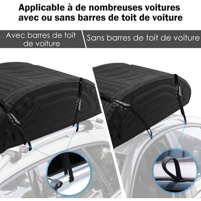 COSTWAY 400L Soft Car Roof Box, Waterproof PE Foam Roof Bag with Heavy-Duty Straps and Carry Bag, Black