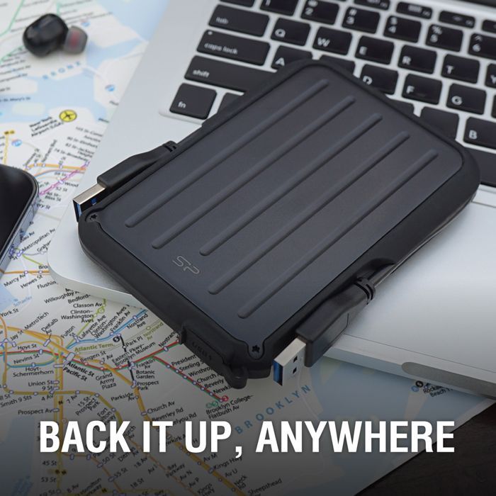 Disque dur Externe - Silicon Power - Armor A66 5To Noir - Résistant aux chutes USB3.2