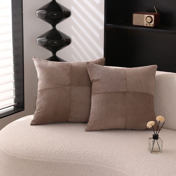 ISYS - Coussin carré en tissu côtelé marron 45x45 cm