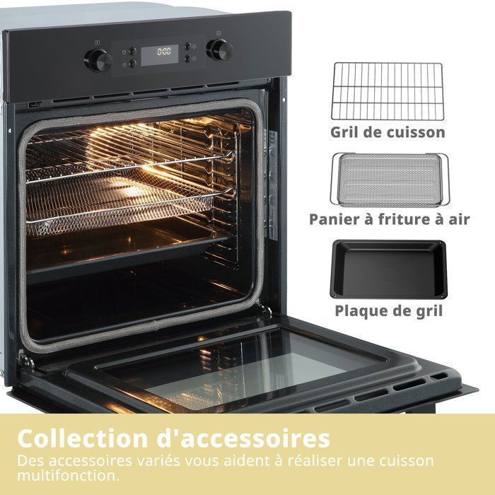 Inbouw pyrolytische oven met airfryer - 72 liter - COMFEE CBO65P80E0-BK - Zwart - Energieklasse A