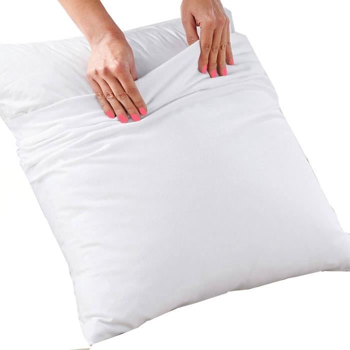 Funda protectora de almohada - Elise - 60 cm x 60 cm - Algodón - Polar - Blanco
