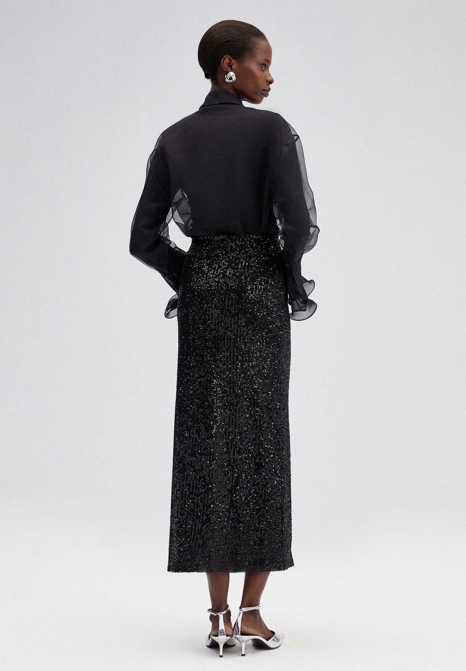 Touché Privé SEQUIN  - A-line skirt - black