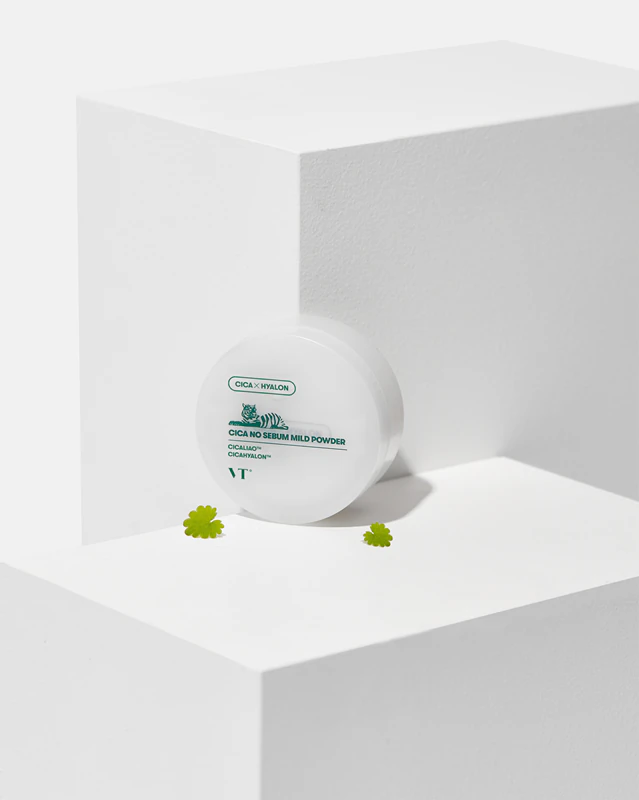 VT Cosmetics Cica No-Sebum Mild Powder - um pó fixador e matificante com efeito hidratante.