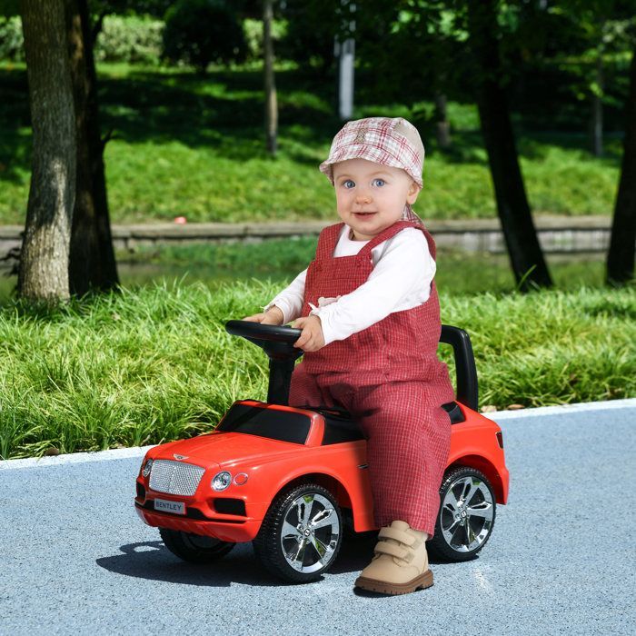 Kinderfahrzeug zum Draufsitzen – AIYAPLAY – Lizenzierter Bentley Bentayga, 18–36 Monate, mit Kofferraum und Hupe – 67 x 29 x 39 cm, rot