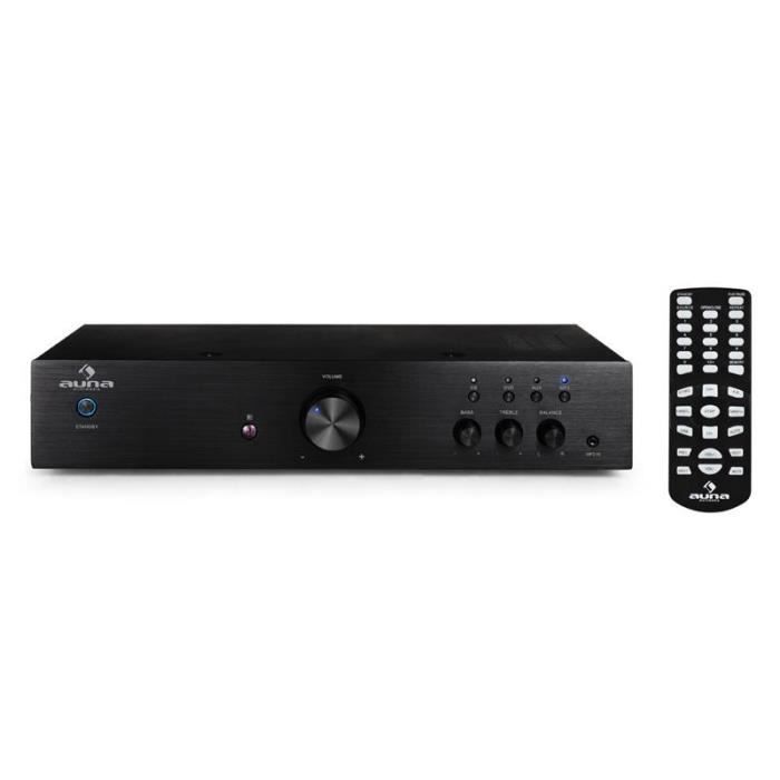Amplificateur Audio - Auna AV2-CD508 - 125W RMS, 3 entrées RCA, AUX - Noir