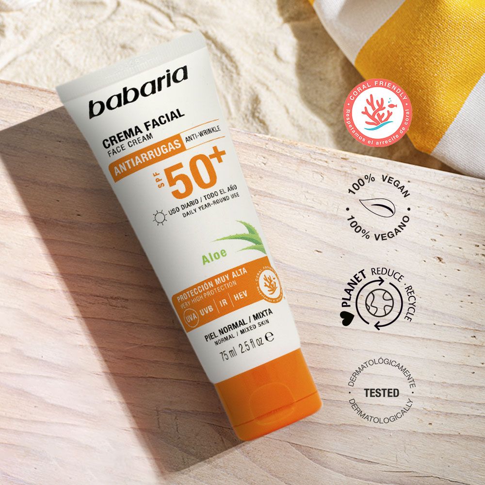Sejas saules aizsargkrēms ar alveju un SPF 50 Sejas aizsardzība