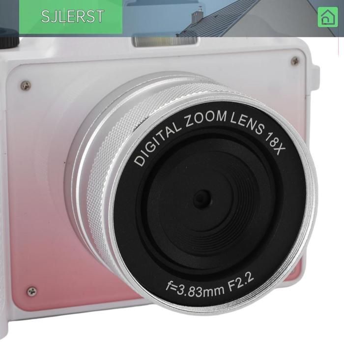 sjlerst Appareil photo numérique 5K 5K Digital Camera HD 80MP WiFi Front Rear Lens 18X Digital Zoom Vlog optique Dégradé Rose