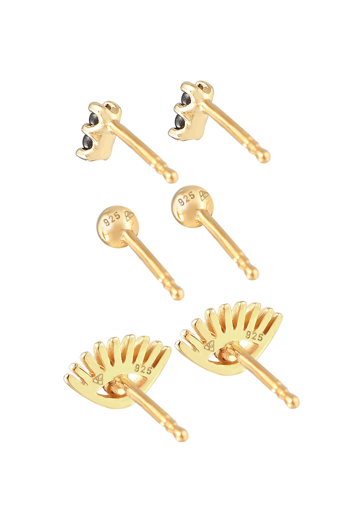 Elli Boucles d'oreilles Evil Eye pour femmes, set de 3 avec cristaux en argent sterling 925