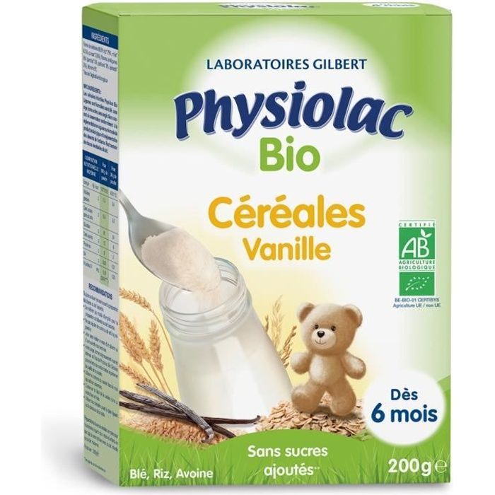 Cereal de baunilha orgânico Physiolac +6 meses 200g