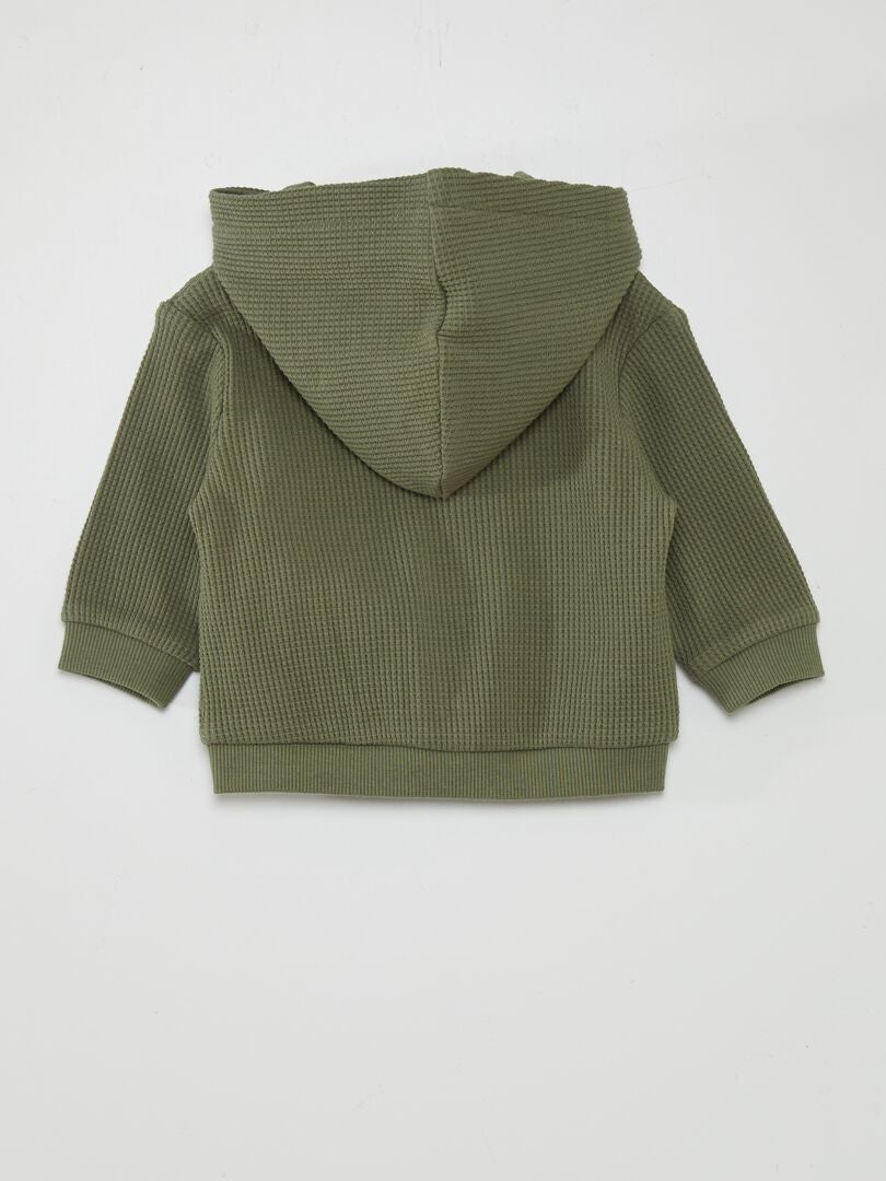 Hoodie met honingraatprint - GROEN