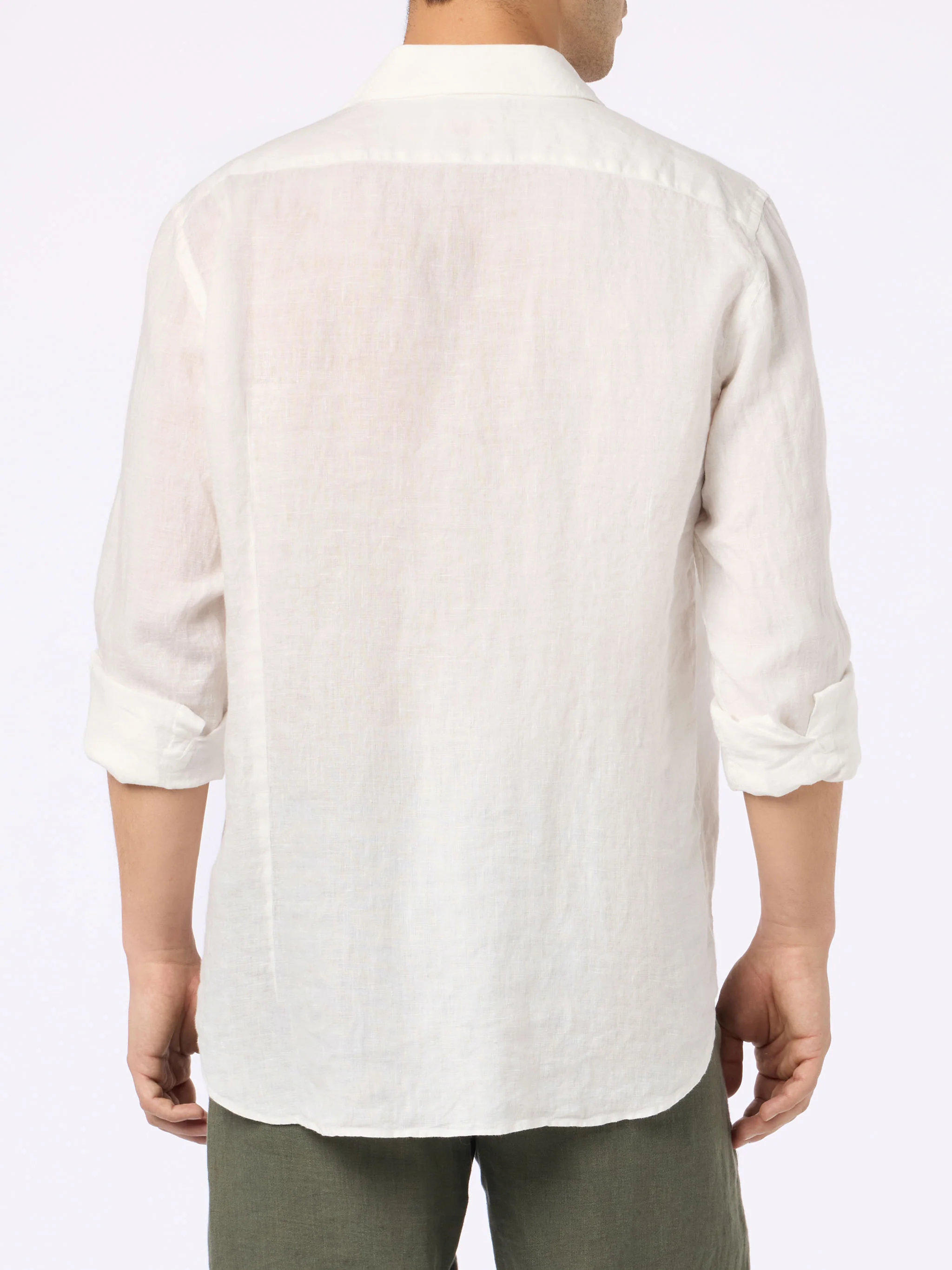 Pamplona Heren Linnen Shirt | Wit Geverfd | Franse Kraag | Lichtgewicht & Ademend | Normale Pasvorm | MC2 Saint Barth