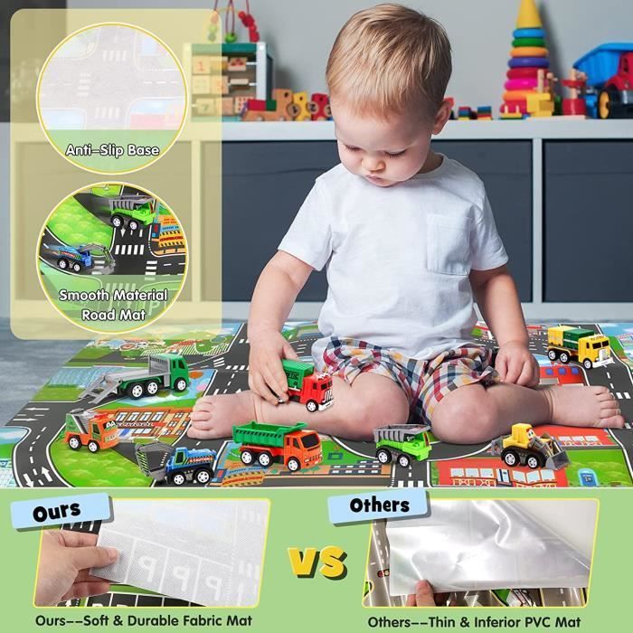 Pista per macchinine per bambini - ZGEER - Set di 8 veicoli in miniatura - Giocattolo per interni per bambini e bambine