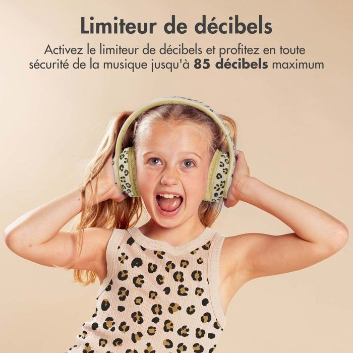 Special Edition Children's Wireless Headphones with LED Light and AUX Cable - Leopard print imoshion
