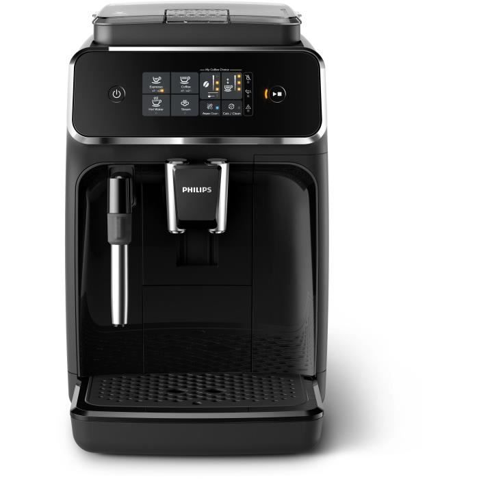 Philips EP2225/10 2200 Series Espresso Machine with Grinder - Milk Frother - 2 Cups - Ceramic Grinder - Glossy Black