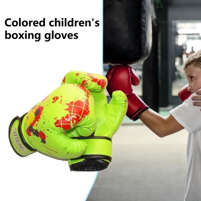 Azul - Guantes de boxeo para niños, protección de manos de piel sintética, unisex, artes marciales, combate, boxeo, etc.