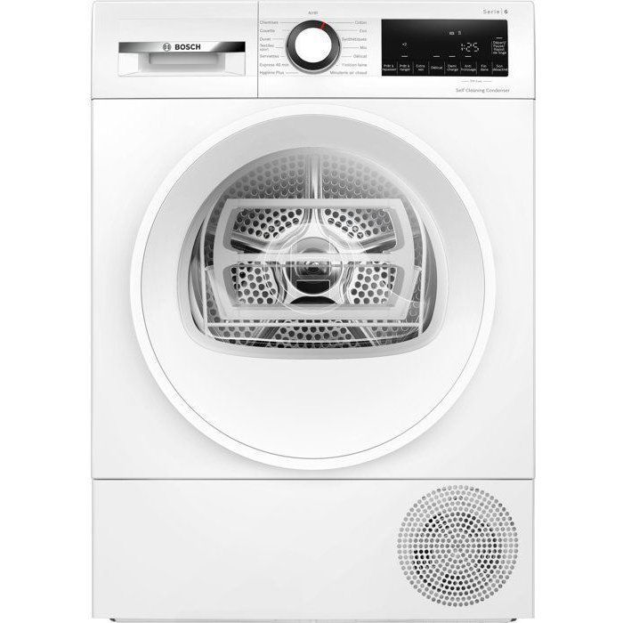 Secadora con bomba de calor BOSCH Serie 6 WQG13500FR - 9 kg - Inducción - 60 cm de ancho - Clase D - Blanca