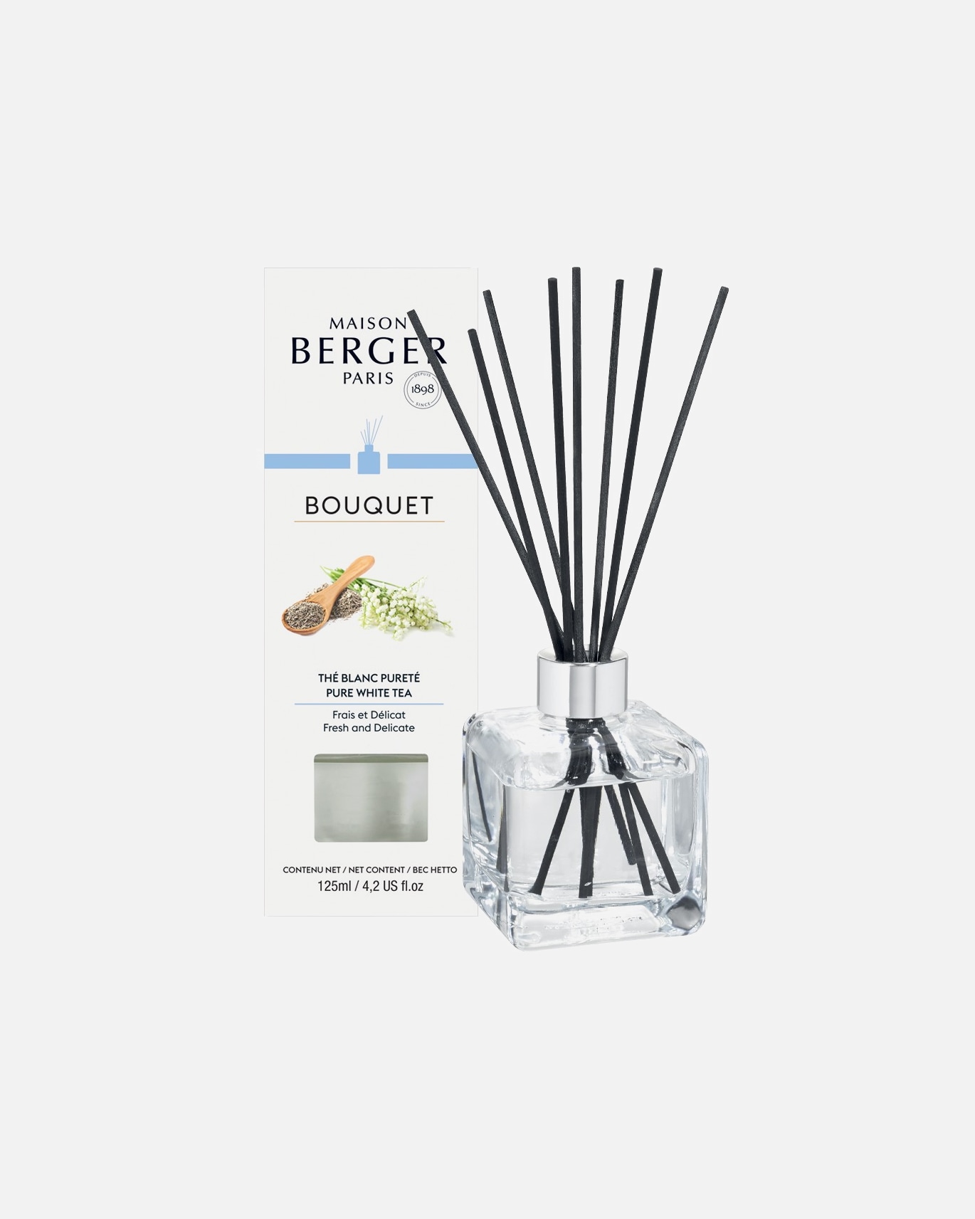 Maison Berger BOUQUET GLACON TRANSPARENT PRE-REMPLI THE BLANC PURETE