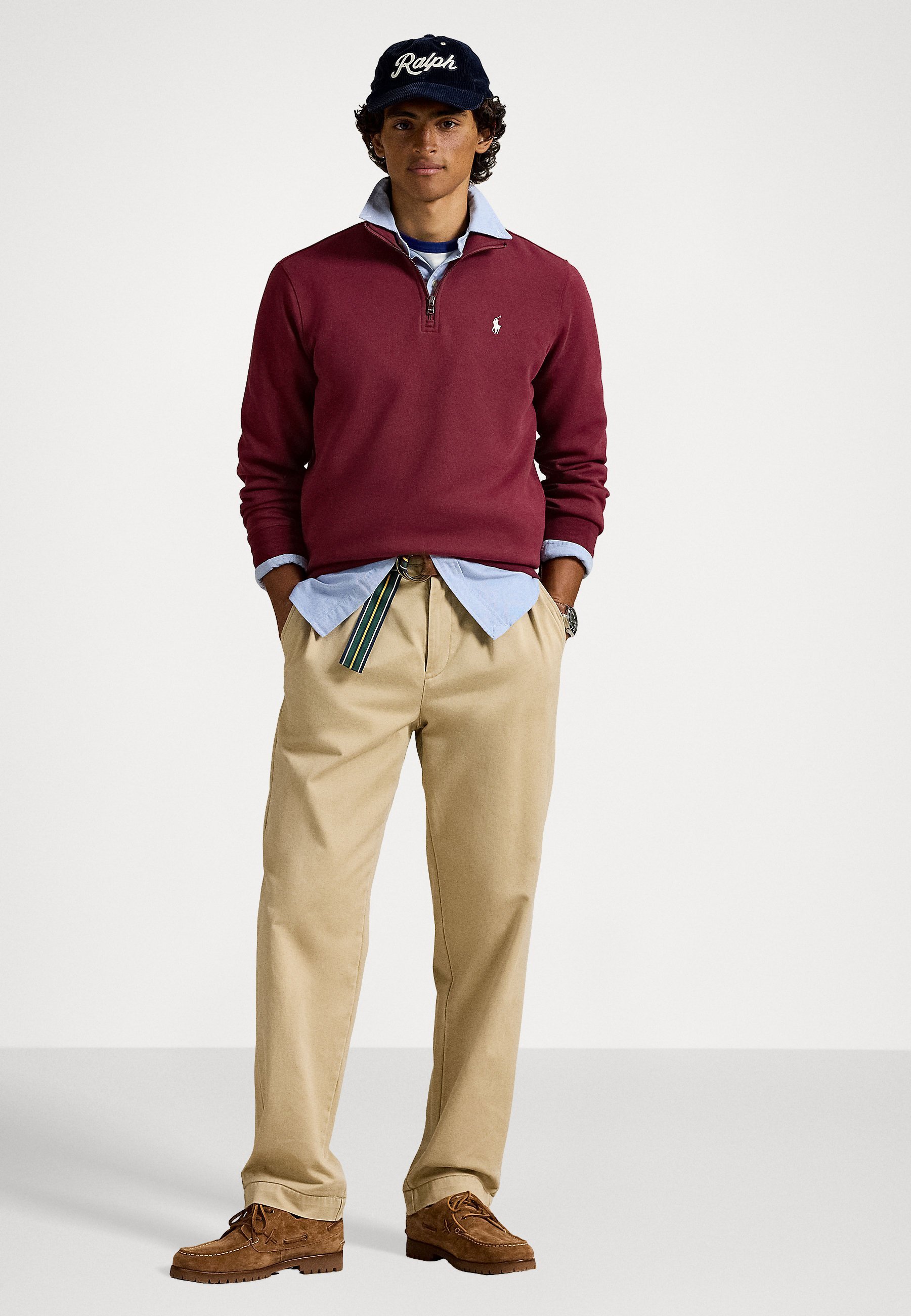 Felpa Polo Ralph Lauren DOUBLE-KNIT con cerniera a un quarto - colore vino classico
