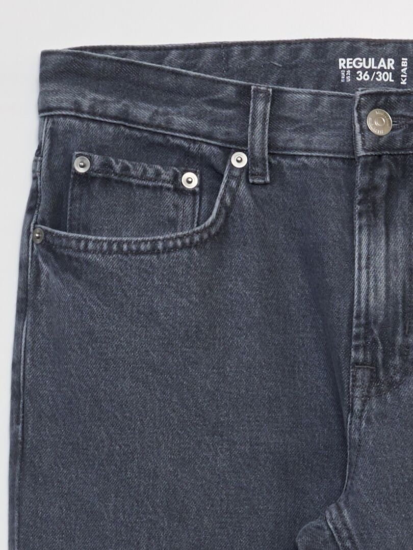 Calça jeans reta com 5 bolsos - L30 - CINZA