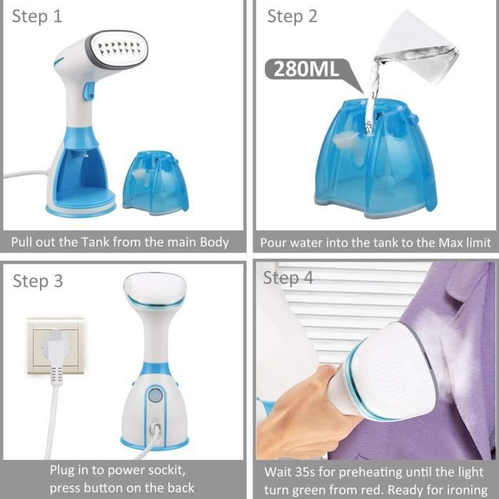 Marchelec Défroisseur Vapeur à main 1500W 280ML,Steamer Portable pour Vêtements