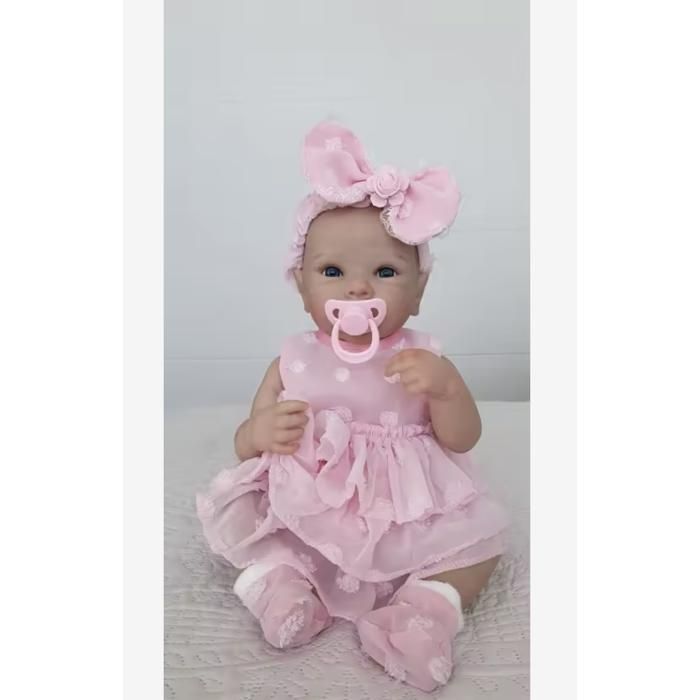 Muñeca bebé reborn de 46 cm – Cuerpo de vinilo completo – Cabello pintado realista – Bettie