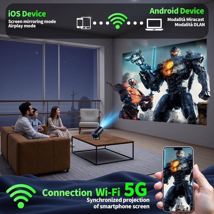 Proyector portátil ZOKKO 4K - Resolución 4K UHD - WiFi 6 integrado - Bluetooth 5.2