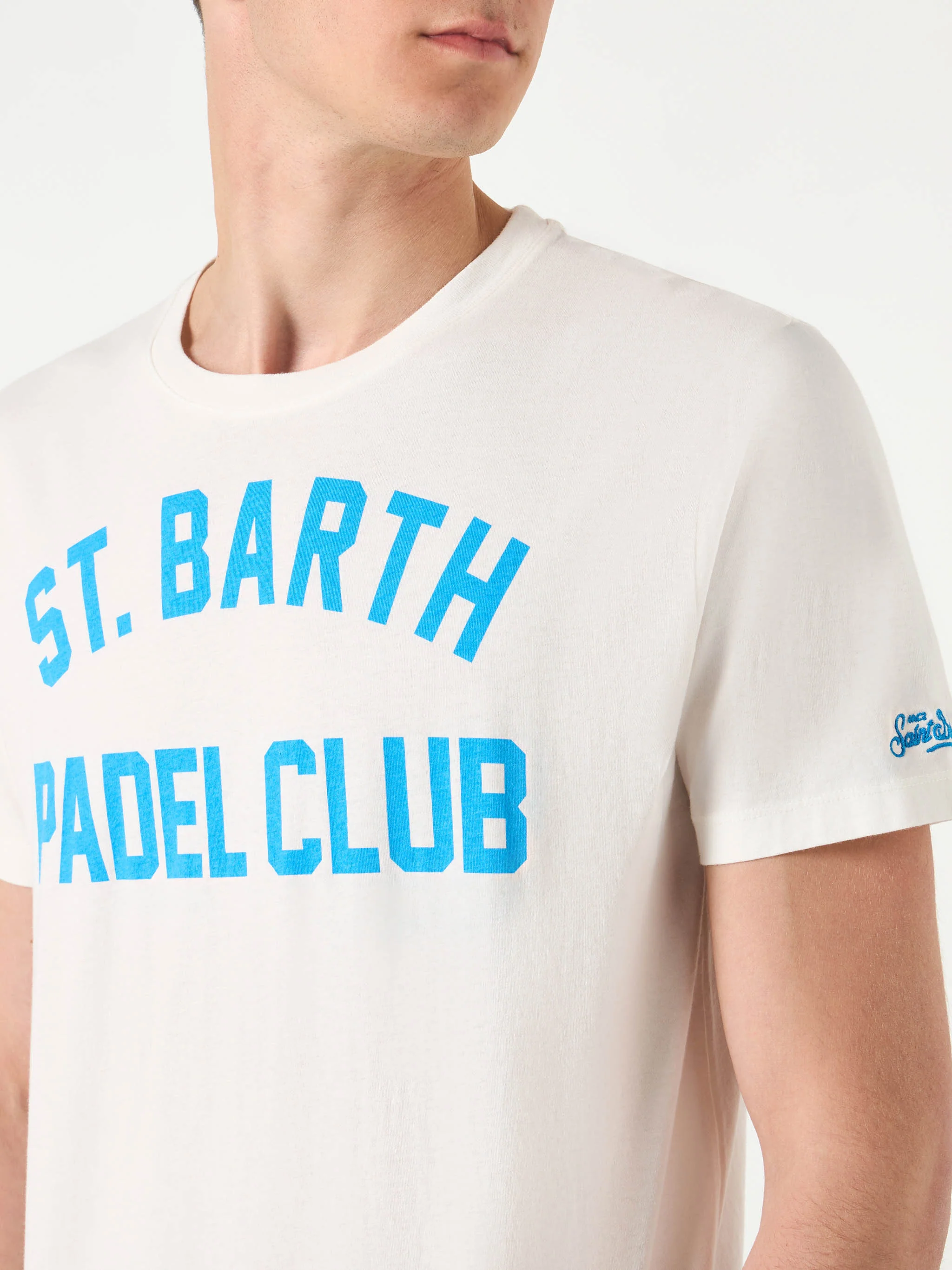 T-shirt da uomo in cotone trattamento vintage con stampa St. Barth Pad