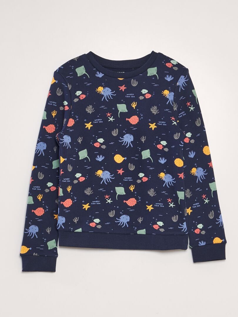 Bedrukte French Terry-sweatshirt - BLAUW