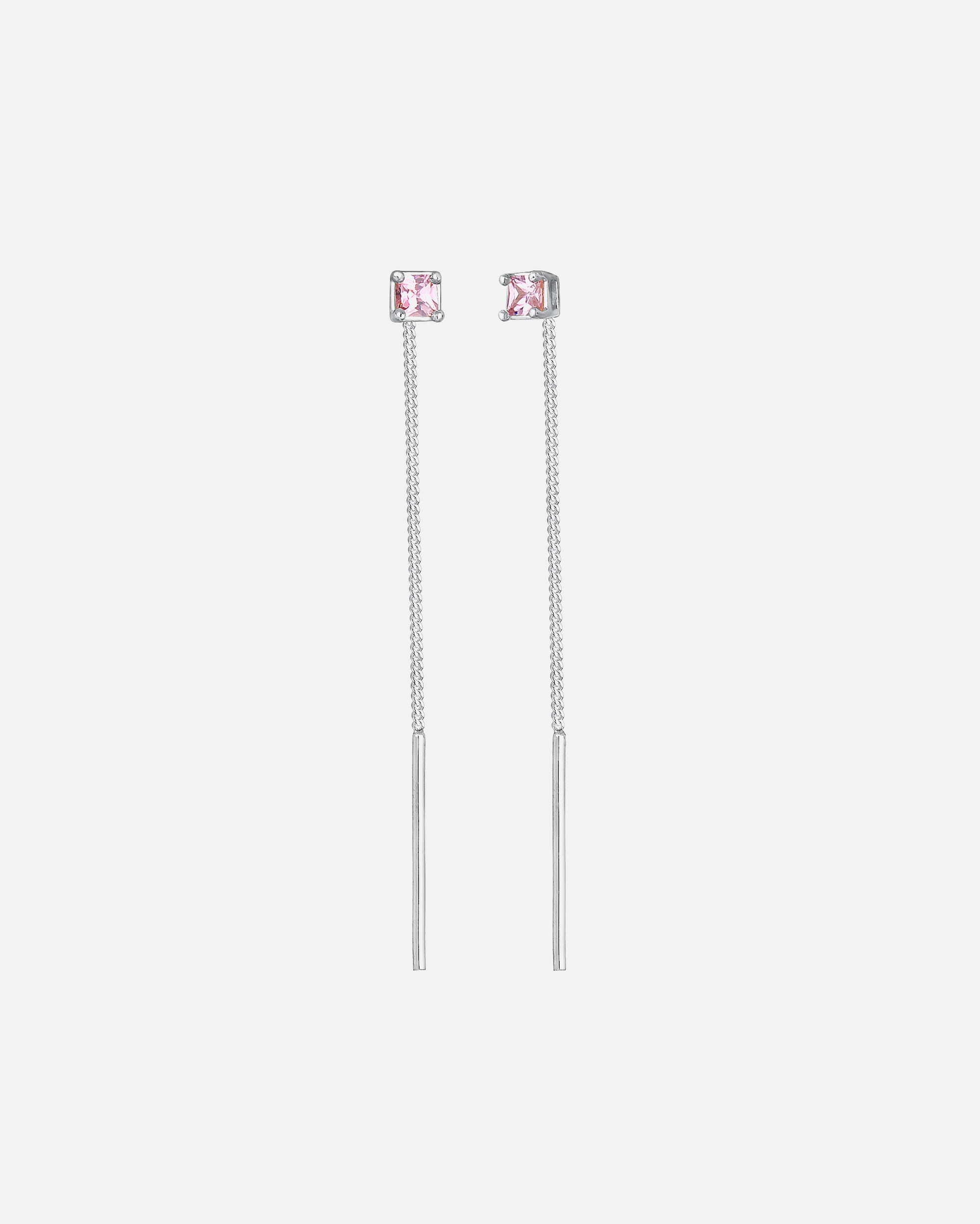 Elli Ladies Pull Through Square Rose pâle avec cristaux de zirconium en argent sterling 925