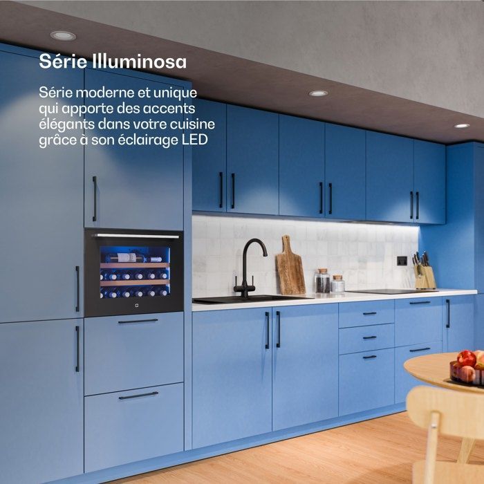 Klarstein Illuminosa Built-in Wine Cellar, 19 Bottles, 1 Zone 5-20°C, LED Door, UV Lighting, Silent Operation, Wooden Shelves, Touch Control