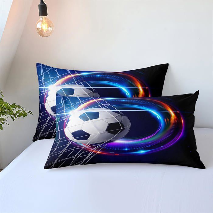 Football Duvet Cover 140x200+50x75 (2 Piece) Children's Sport Gamer Football Bedding Set for Boys and Girls