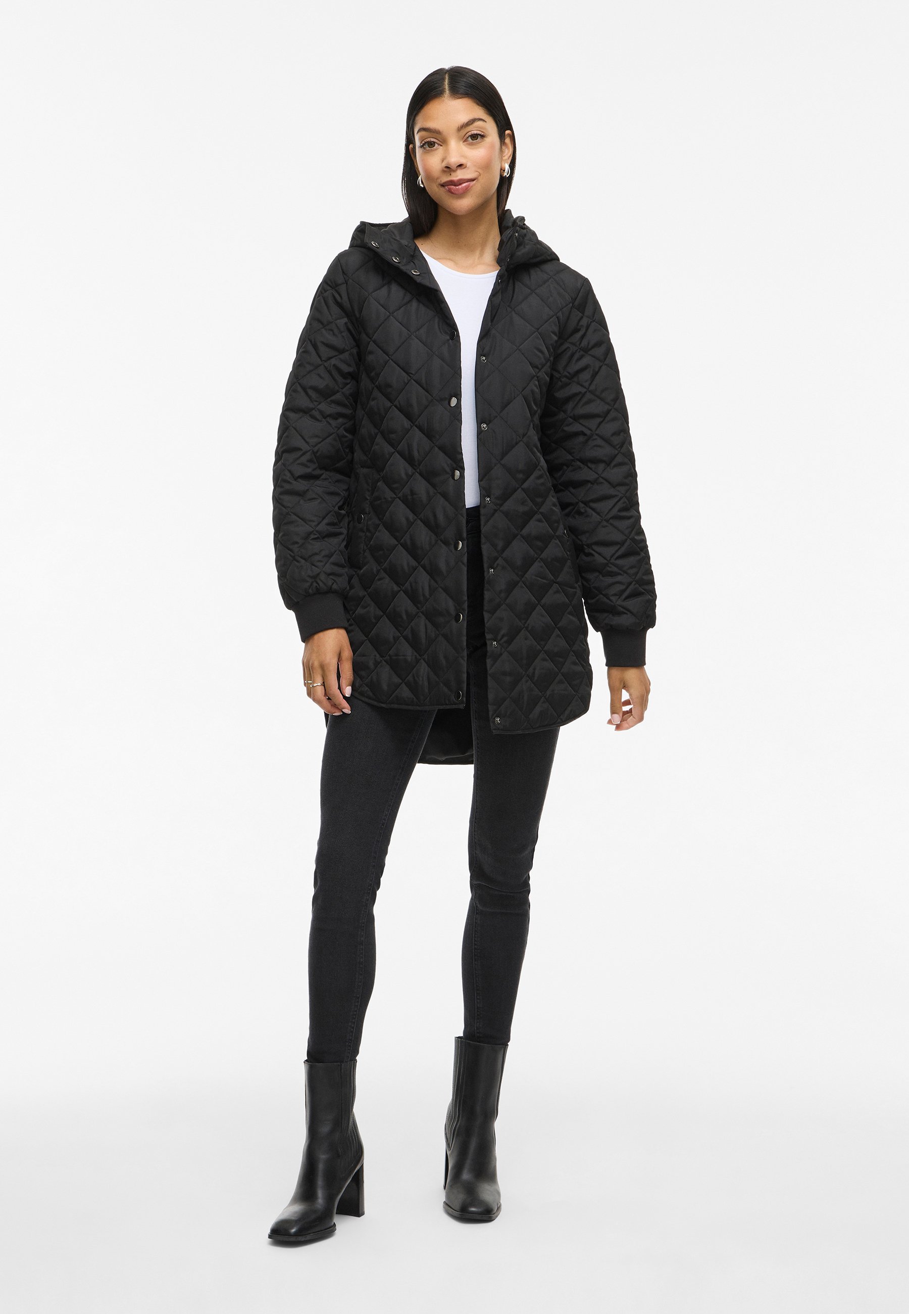 VILA VITATE LS HOODED - Płaszcz zimowy - czarna piękność