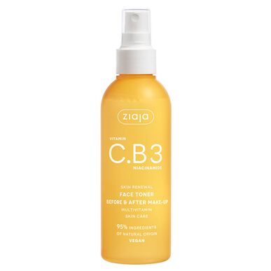 Ziaja Toner Ennen ja jälkeen Meikin Kasvojenpuhdistussuihke Niasiiniamidi Monivitamiini Vegaaninen 190 ml 190 ml