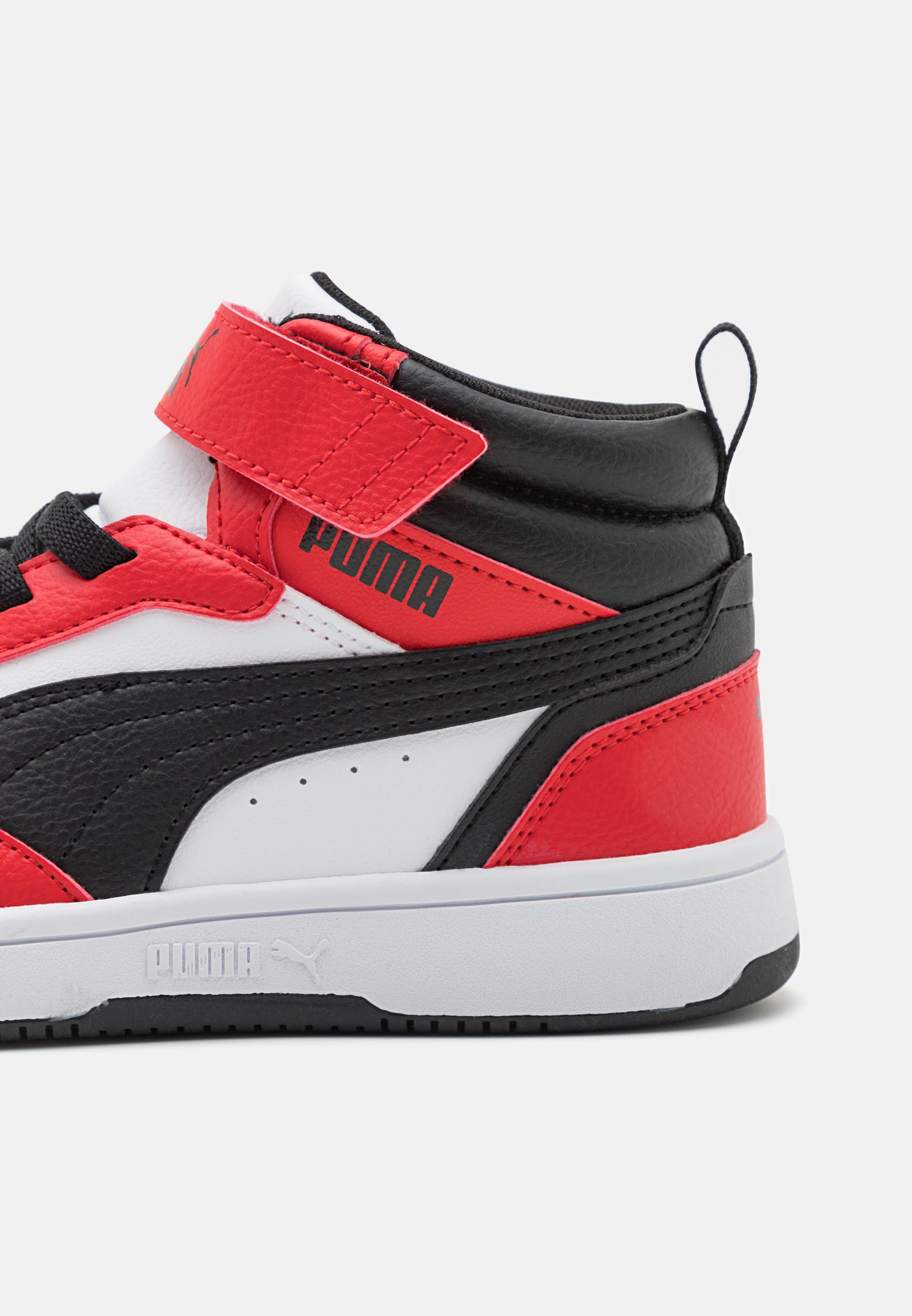 Puma REBOUND V6 MID UNISEX - Scarpe da ginnastica alte - bianco/nero/rosso per sempre