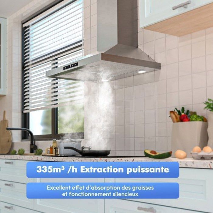 FIREGAS afzuigkap van 60 cm, 3 snelheden, recirculatie 335 m³/u met CC130 actiefkoolfilter