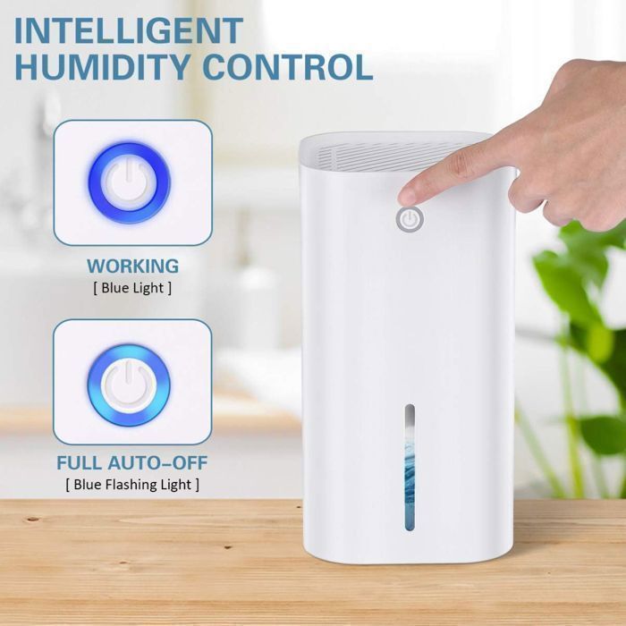 Deshumidificador de aire de 850 ml, deshumidificador eléctrico silencioso, apagado automático para baño y dormitorio.