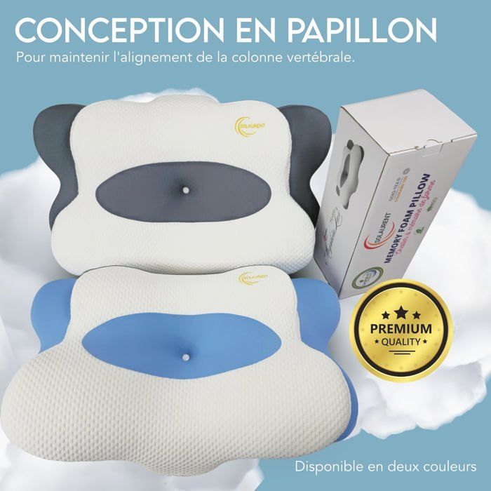 MORPHEALUX Gris - Almohada cervical ergonómica - Ortopédica - Espuma viscoelástica - Premium - Todas las posiciones
