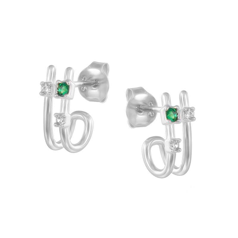 Aide 925 Sterling Silver Earrings for Women (2021) – Piercing-style Green Zircon Hook Earrings – Elegant Jewelry Gift