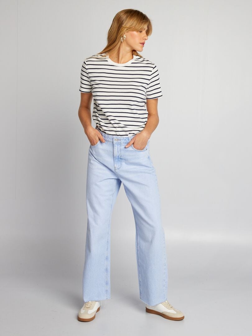 Calça jeans de cintura alta e pernas largas - AZUL