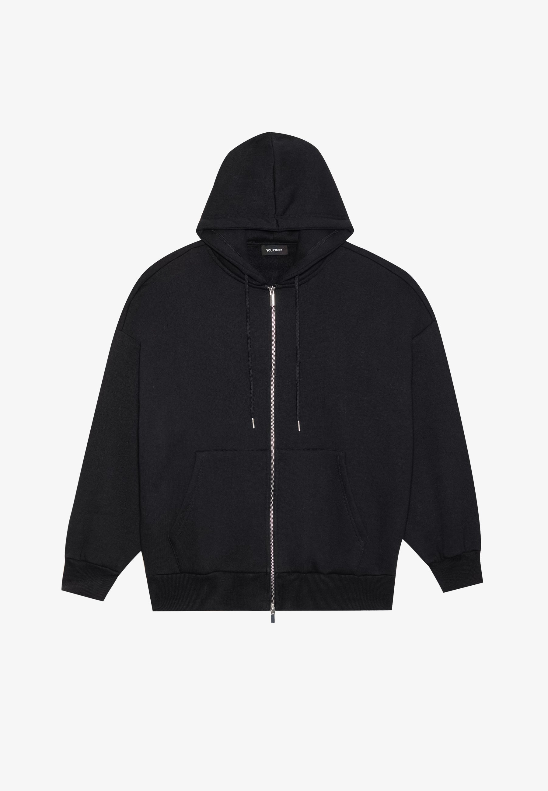 YOURTURN OVERSIZE BASIC ZIP HOODIE UNISEX - Sweatshirt met rits - echt zwart